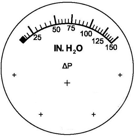 Дифманометр_Одинарная шкала в дюймах водного столба с отметкой _не для использования в масляной среде_