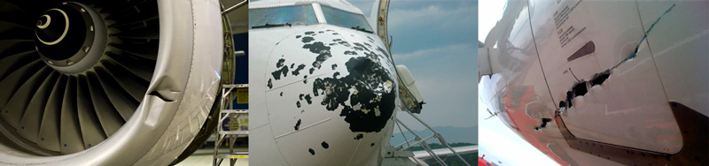 Повреждения композитных материалов самолета